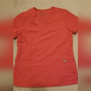 Figs Casma Three pocket Scrub top, Women's small, clay color